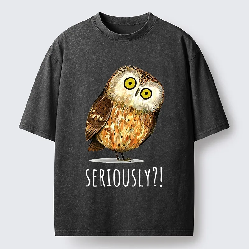 Tokyo-Tiger Seriously Confused Owl Meme Art Washed T-Shirt