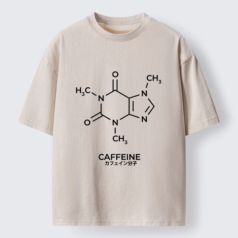 Tokyo-Tiger Caffeine Molecule Structure Washed T-Shirt