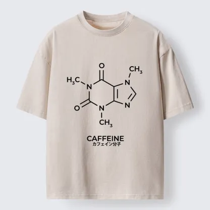 Tokyo-Tiger Caffeine Molecule Structure Washed T-Shirt