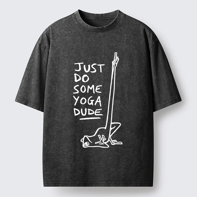 Tokyo-Tiger Funny Stretch Yoga Frog Takes Daily Workout Washed T-Shirt