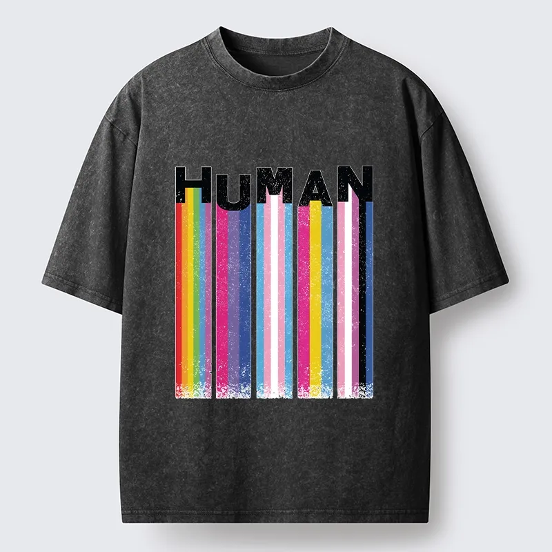 Tokyo-Tiger Rainbow Stripes Human Pride Washed T-Shirt