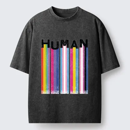 Tokyo-Tiger Rainbow Stripes Human Pride Washed T-Shirt