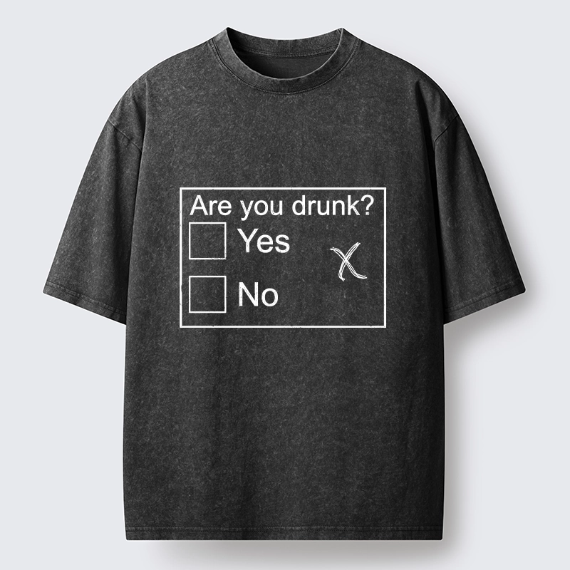 Tokyo-Tiger Confused Drunk Checkbox Graphic Washed T-Shirt