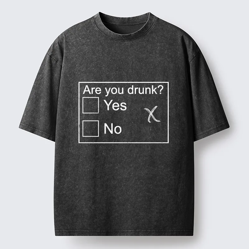 Tokyo-Tiger Confused Drunk Checkbox Graphic Washed T-Shirt