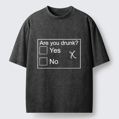 Tokyo-Tiger Confused Drunk Checkbox Graphic Washed T-Shirt