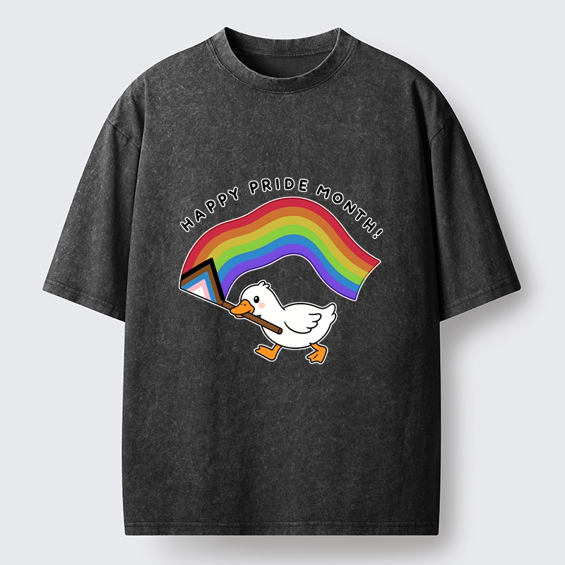 Tokyo-Tiger Funny Meme Duck Waves Pride Flag High Washed T-Shirt