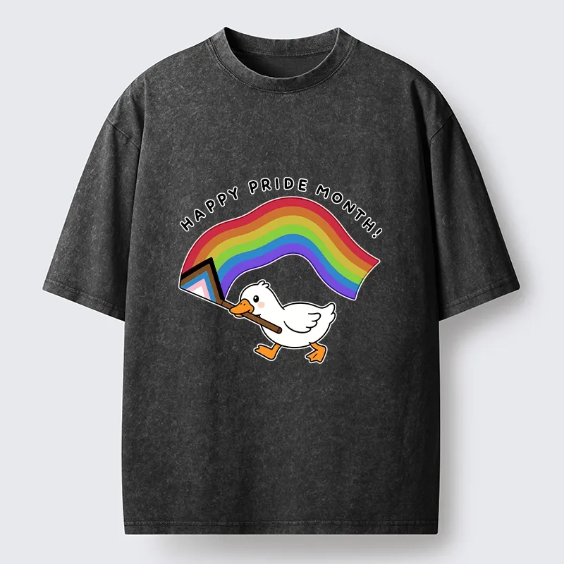 Tokyo-Tiger Funny Meme Duck Waves Pride Flag High Washed T-Shirt