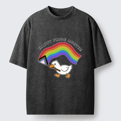Tokyo-Tiger Funny Meme Duck Waves Pride Flag High Washed T-Shirt