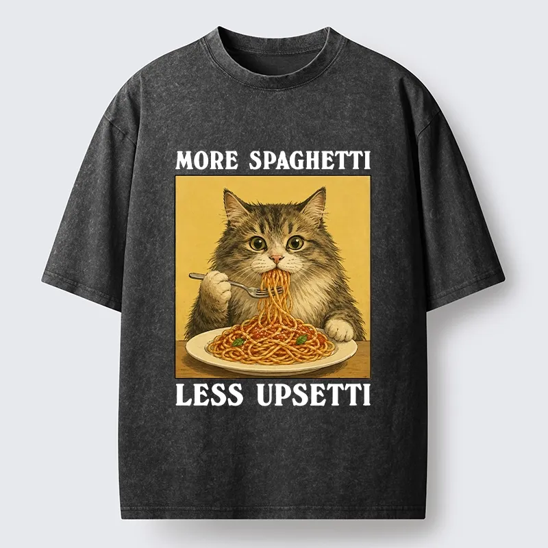 Tokyo-Tiger Cat Loves Eating Pasta Washed T-Shirt