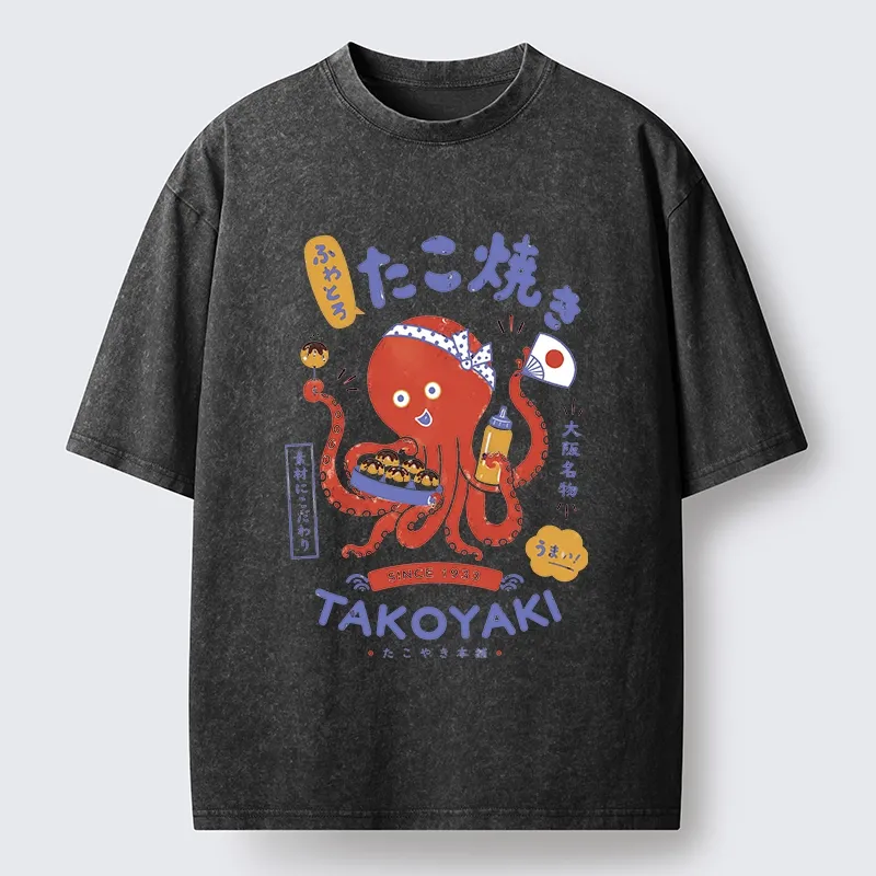 Tokyo-Tiger Cute Octopus Makes Fresh Takoyaki Washed T-Shirt Sale