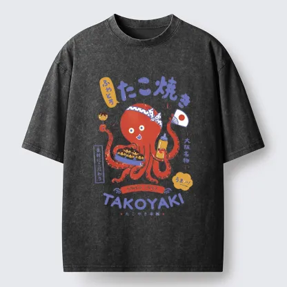 Tokyo-Tiger Cute Octopus Makes Fresh Takoyaki Washed T-Shirt