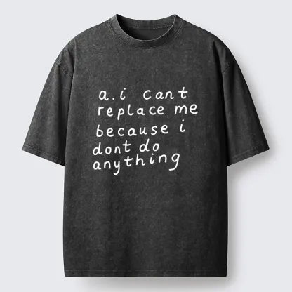 Tokyo-Tiger Funny Lazy Person AI Meme Washed T-Shirt