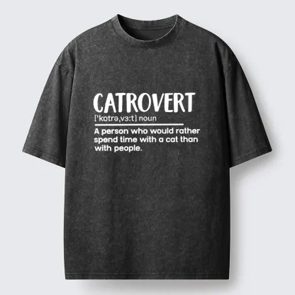 Tokyo-Tiger Catrovert Love Cats Not People Washed T-Shirt