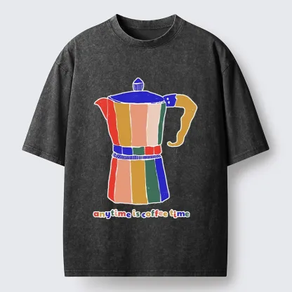 Tokyo-Tiger Colorful Moka Pot Brews Great Coffee Washed T-Shirt