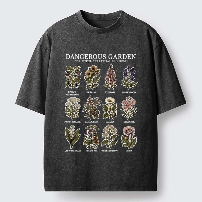 Tokyo-Tiger Lethal Plants With Pretty Blooms Washed T-Shirt