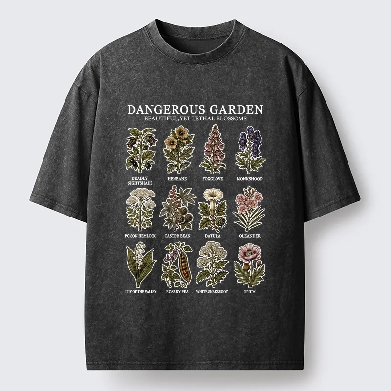 Tokyo-Tiger Lethal Plants With Pretty Blooms Washed T-Shirt