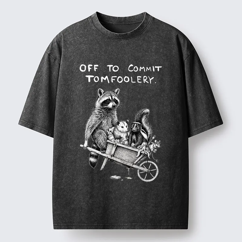 Tokyo-Tiger Raccoon Crew On A Mission Washed T-Shirt