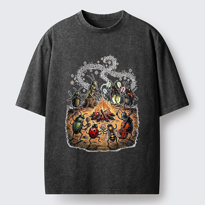 Tokyo-Tiger Bug Band Campfire Jam Washed T-Shirt
