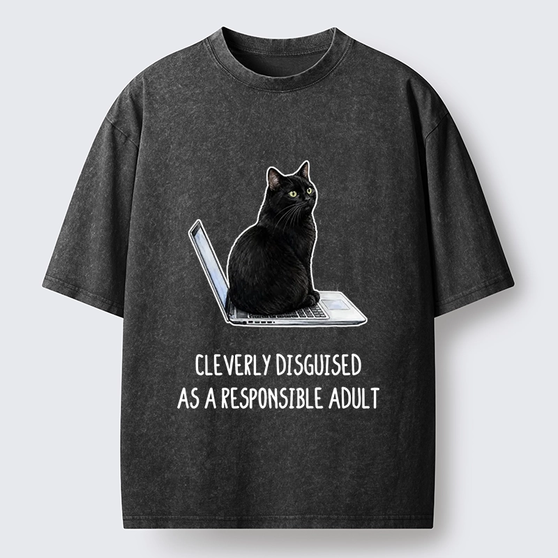 Tokyo-Tiger Cat Pretending To Be Adult Washed T-Shirt