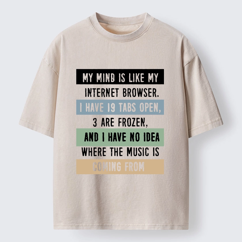 Tokyo-Tiger Funny Brain Tab Meme Washed T-Shirt