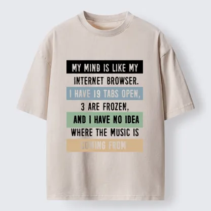Tokyo-Tiger Funny Brain Tab Meme Washed T-Shirt