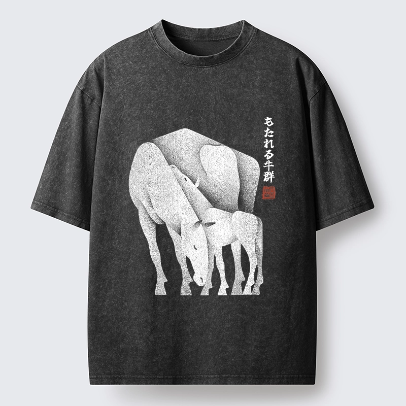 Tokyo-Tiger Zen Art Of Two Horses Washed T-Shirt