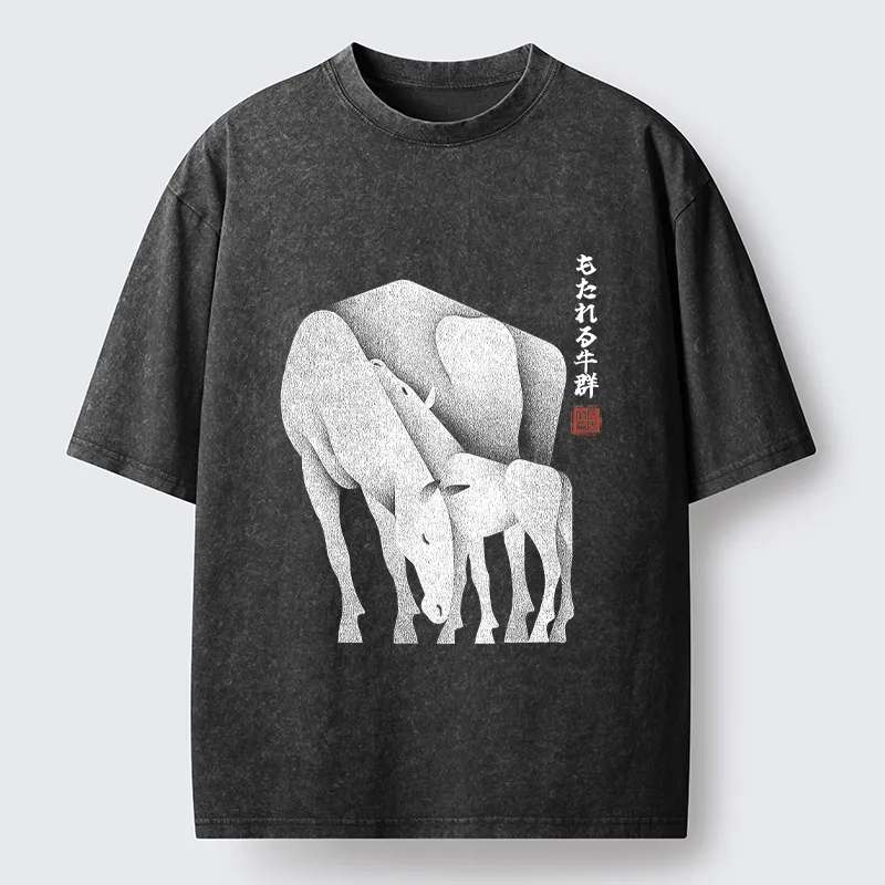 Tokyo-Tiger Zen Art Of Two Horses Washed T-Shirt