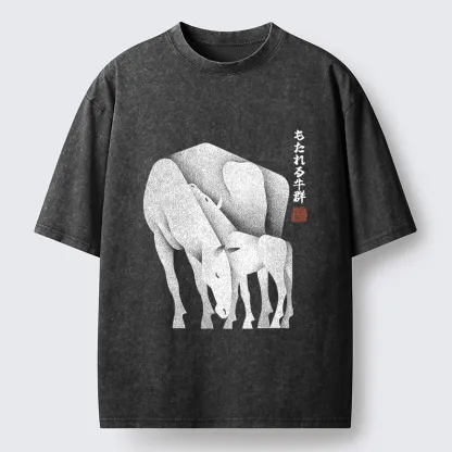 Tokyo-Tiger Zen Art Of Two Horses Washed T-Shirt