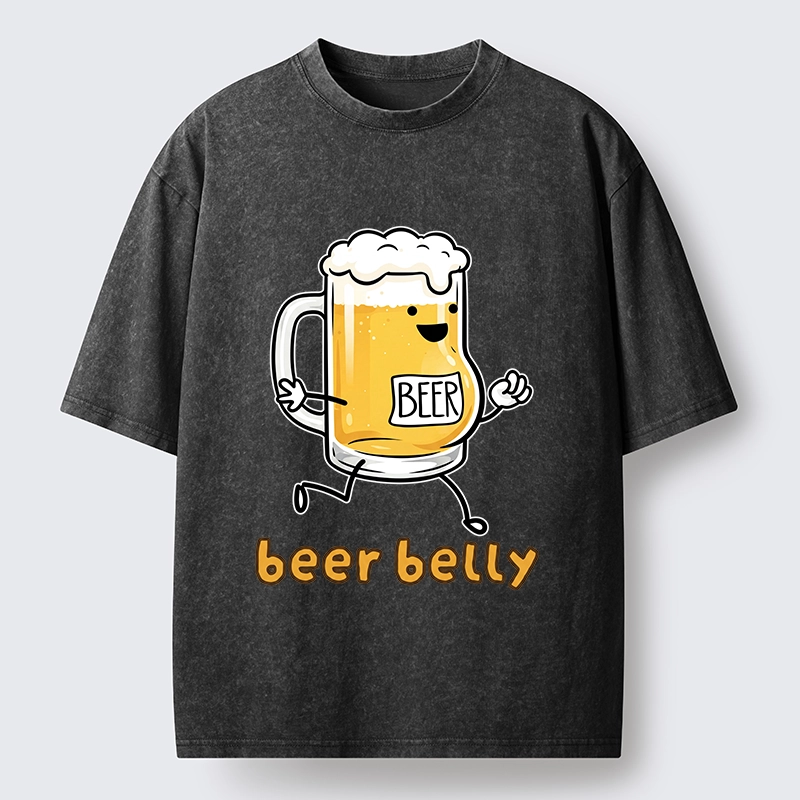 Tokyo-Tiger Walking Beer Mug With A Beer Belly Washed T-Shirt