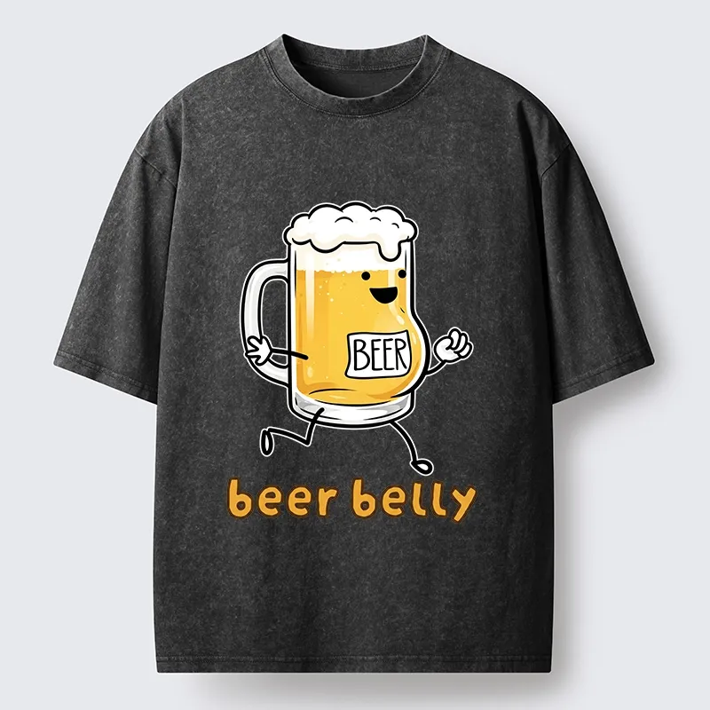 Tokyo-Tiger Walking Beer Mug With A Beer Belly Washed T-Shirt