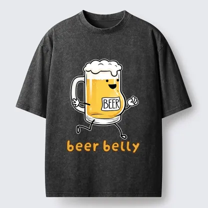 Tokyo-Tiger Walking Beer Mug With A Beer Belly Washed T-Shirt