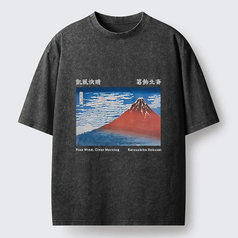 Tokyo-Tiger Mount Fuji in Clear Sky Washed T-Shirt Sale