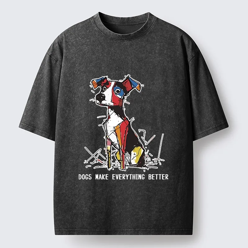 Tokyo-Tiger Colorful Puppy Street Art Graphic Washed T-Shirt Sale