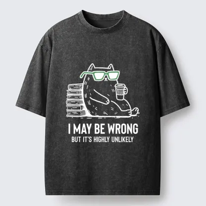 Tokyo-Tiger Cool Cat Coffee Book Funny Meme Washed T-Shirt