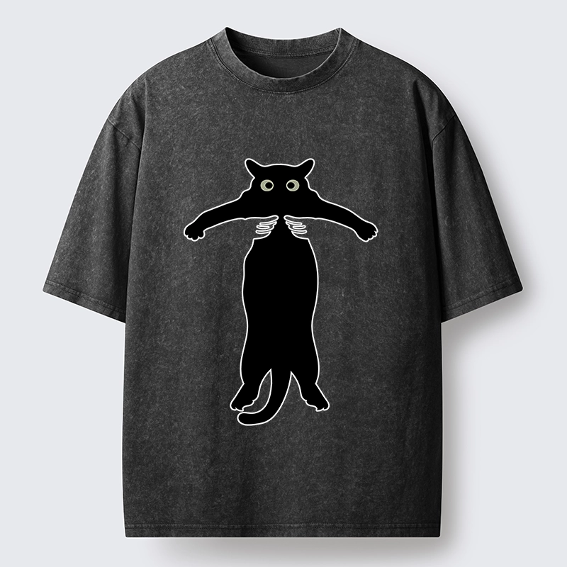 Tokyo-Tiger Black Cat Held By Hands Washed T-Shirt
