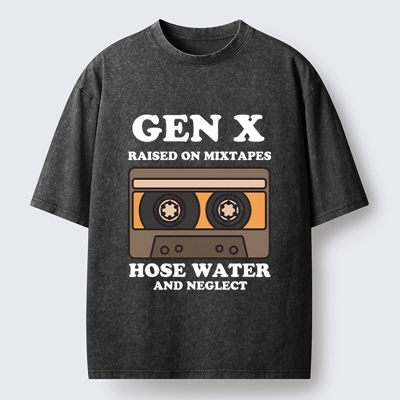 Tokyo-Tiger Retro Childhood GenX Cassette Tape Washed T-Shirt