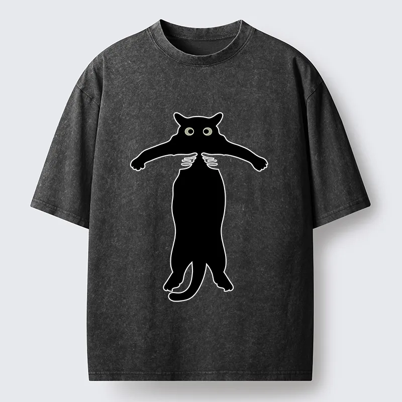 Tokyo-Tiger Black Cat Held By Hands Washed T-Shirt