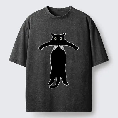 Tokyo-Tiger Black Cat Held By Hands Washed T-Shirt