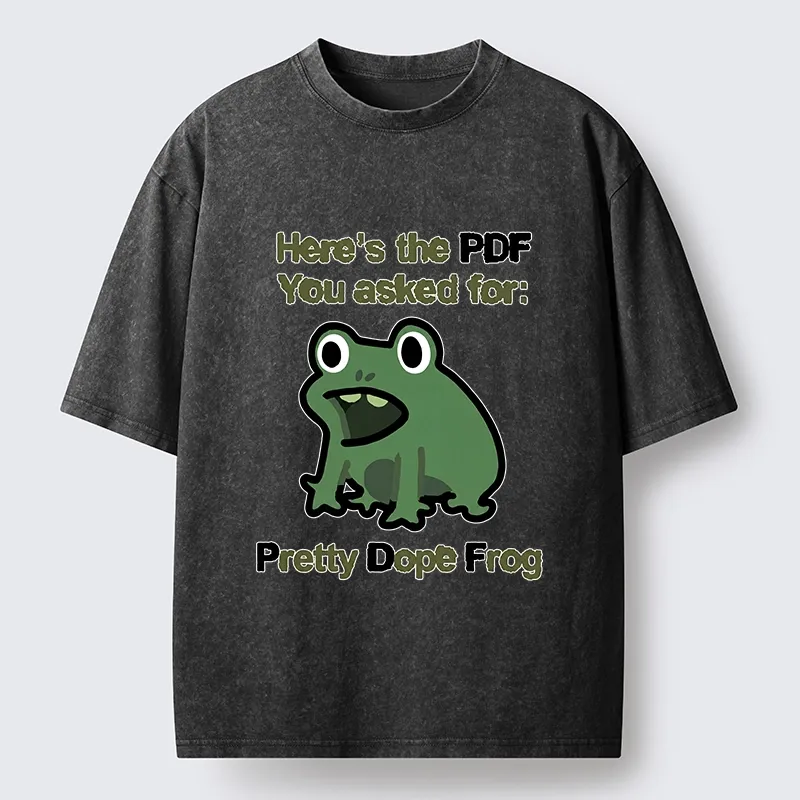 Tokyo-Tiger Funny Office PDF Frog Meme Washed T-Shirt