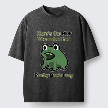 Tokyo-Tiger Funny Office PDF Frog Meme Washed T-Shirt