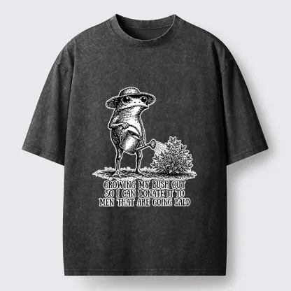 Tokyo-Tiger Silly Gardener Frog Funny Daily Meme Washed T-Shirt 