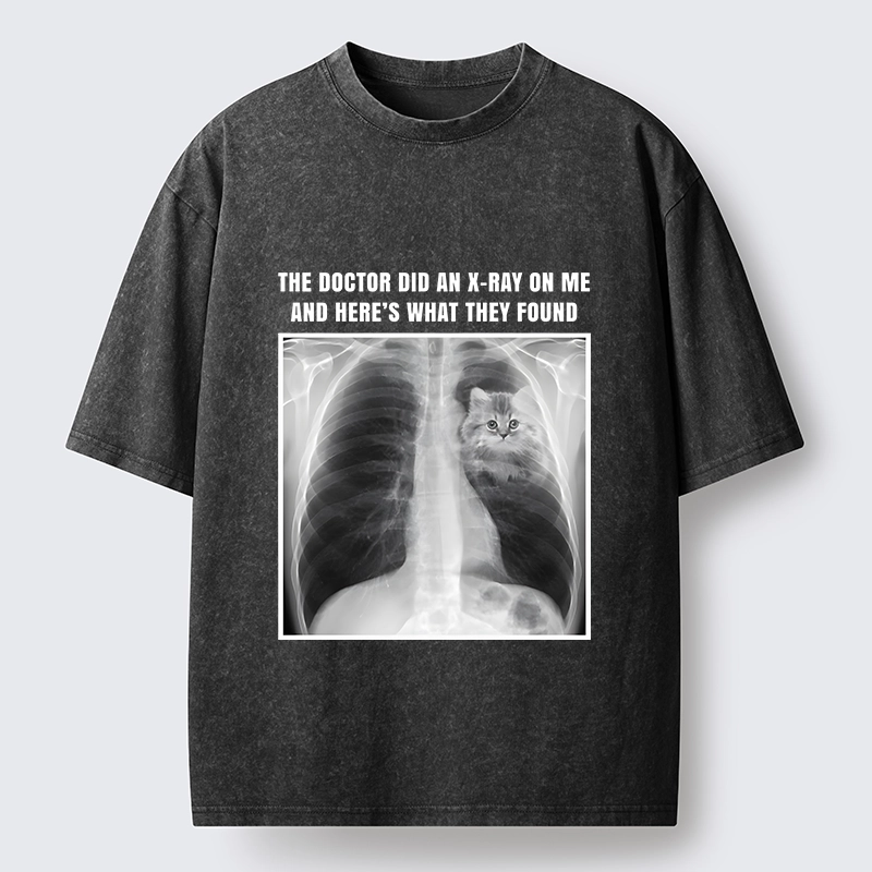 Tokyo-Tiger Relatable Cat Lover X Ray Joke Graphic Washed T-Shirt