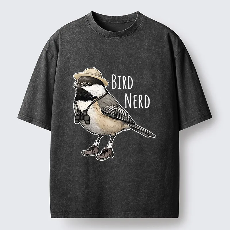 Tokyo-Tiger Bird Nerd Chickadee Explorer Washed T-Shirt