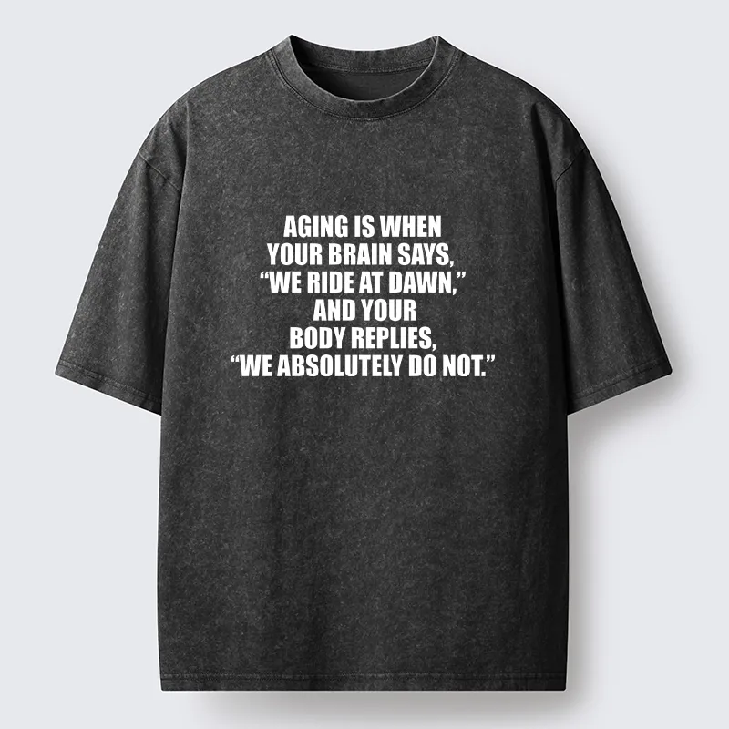 Tokyo-Tiger Funny Aging Brain Body Meme Washed T-Shirt