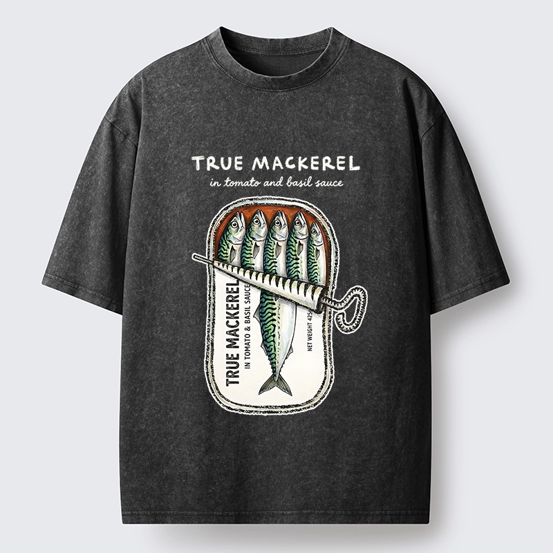 Tokyo-Tiger Funny Meme Vintage Seafood Can Graphic Washed T-Shirt