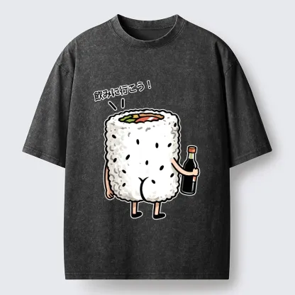 Tokyo-Tiger Sushi Roll Character Going Out Washed T-Shirt