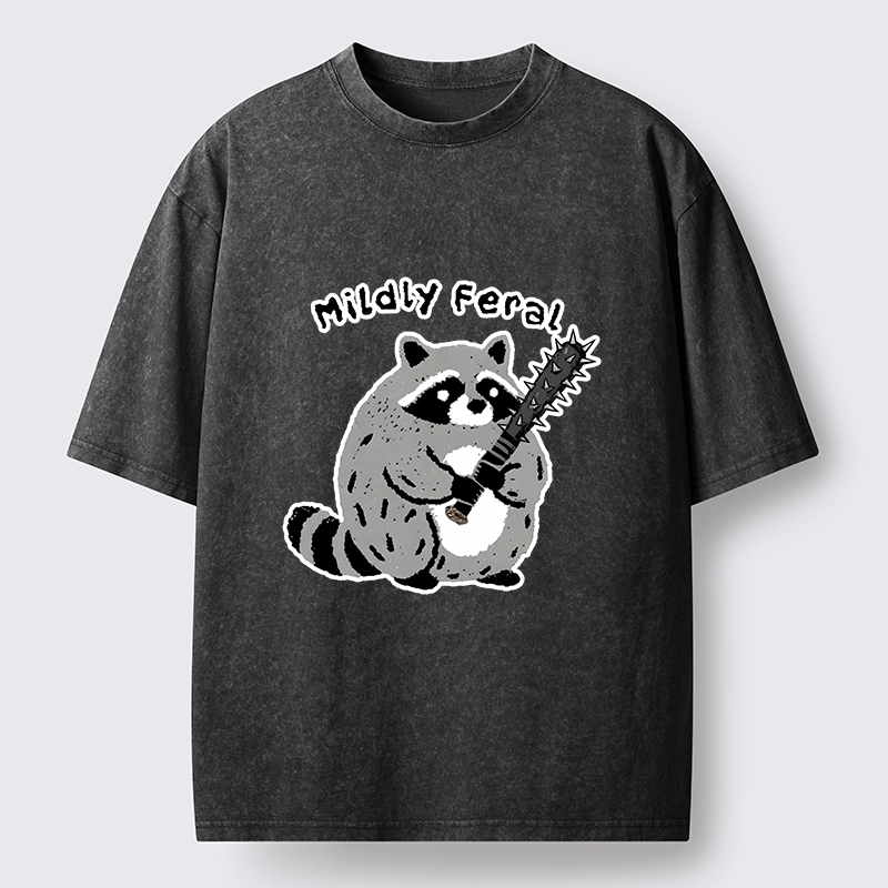 Tokyo-Tiger Cute But Feral Raccoon Cartoon Washed T-Shirt