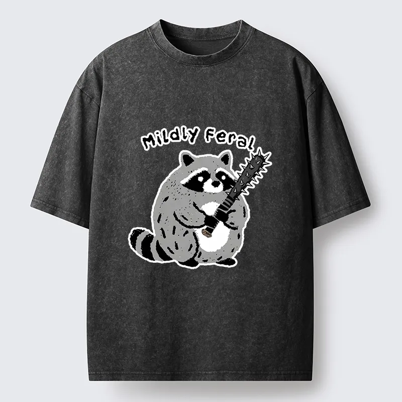 Tokyo-Tiger Cute But Feral Raccoon Cartoon Washed T-Shirt