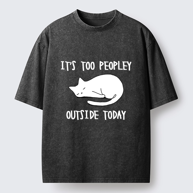 Tokyo-Tiger Funny Meme Quiet Lazy Cat Minimal Line Art Washed T-Shirt