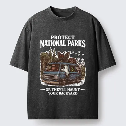 Tokyo-Tiger Protect Wild National Parks Washed T-Shirt